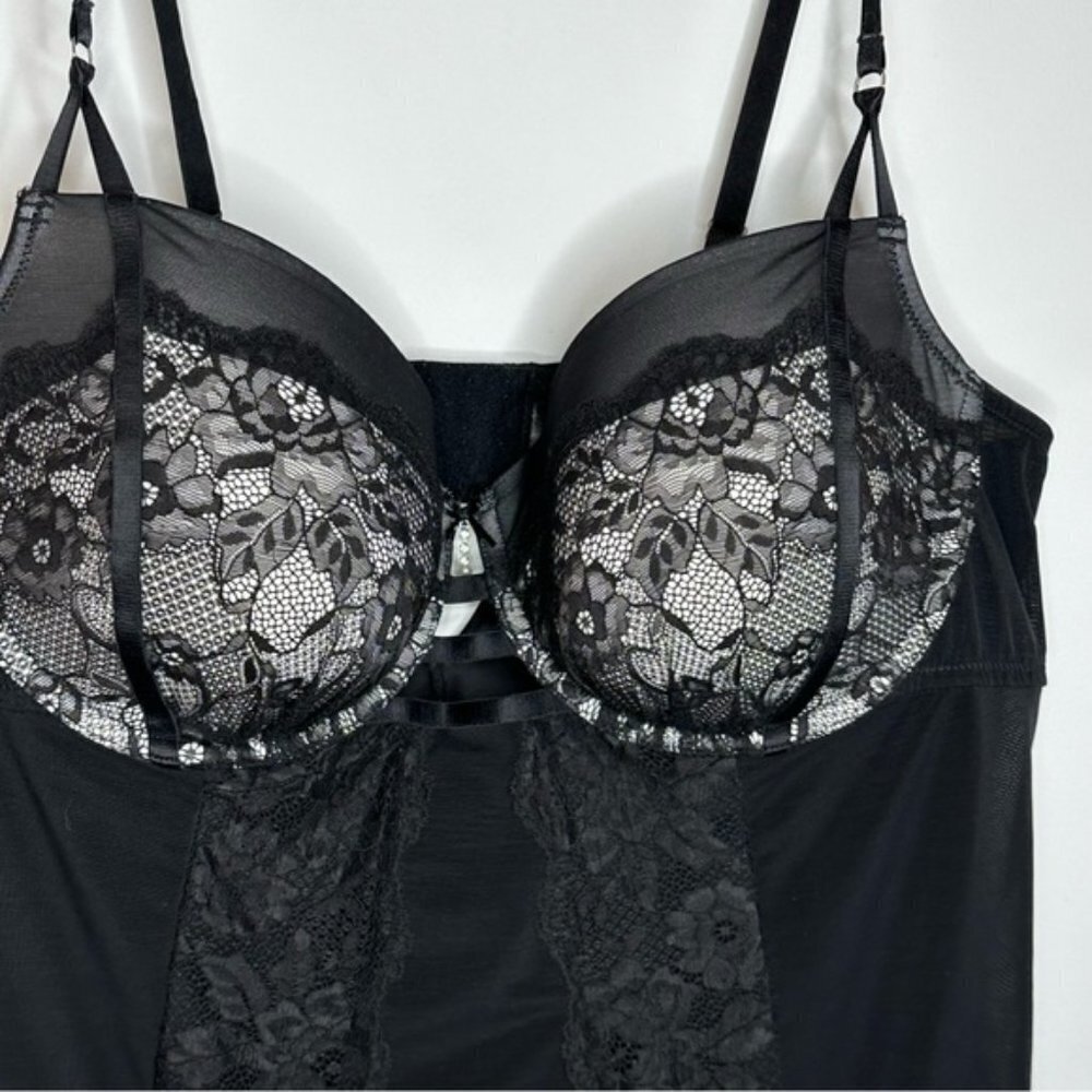 Ashley Graham Lace & Silver Satin Babydoll